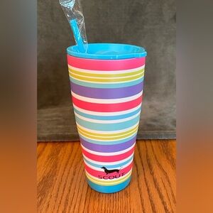 NWT Scout Tumbler Striped Blue 32 oz Stainless Steel w/Slide Lid and Straw